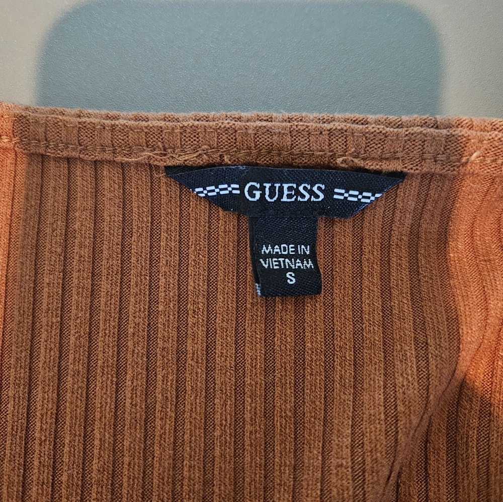 Guess Rust Ribbed Midi Dress - Picture 3 of 4